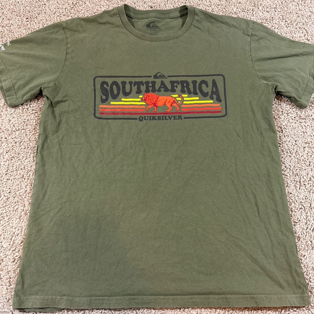 Quiksilver T-Shirt Men Small Green Good South Africa Lion Graphic Tee